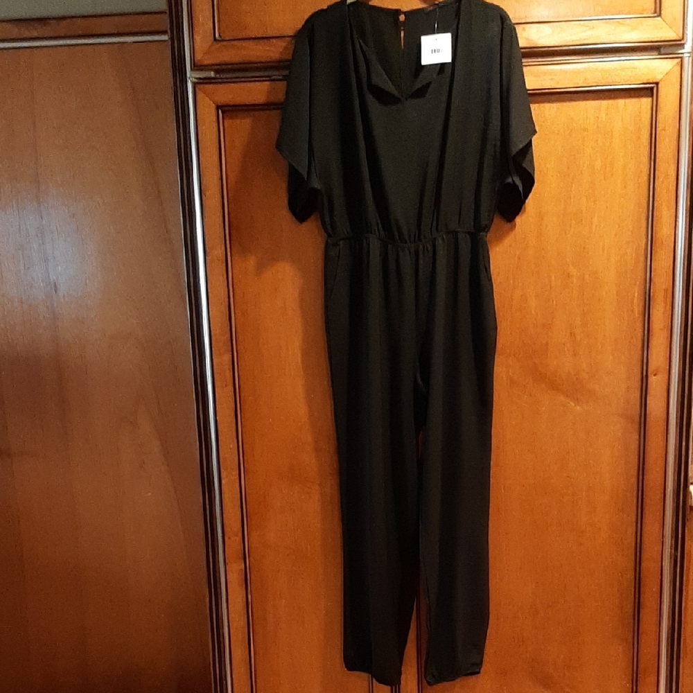 Fraiche By J Kimono Black Jumpsuit Size Large. New With Tag